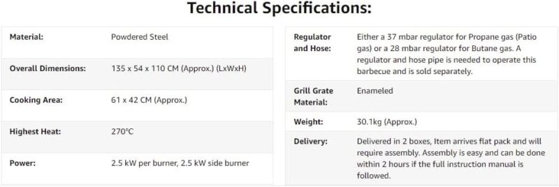 CosmoGrill Pro Deluxe 4+1 Gas Barbecue Grill – 5 Burner Outdoor BBQ with Side Burner, Warming Rack, Thermometer – Large Family Garden Grill (Model 93411) - Image 8