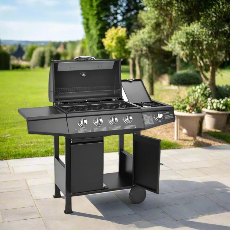CosmoGrill Original 4+1 Gas Burner BBQ Grill with Side Burner, Warming Rack & Storage - Outdoor Garden Barbecue with Temperature Gauge - Image 2