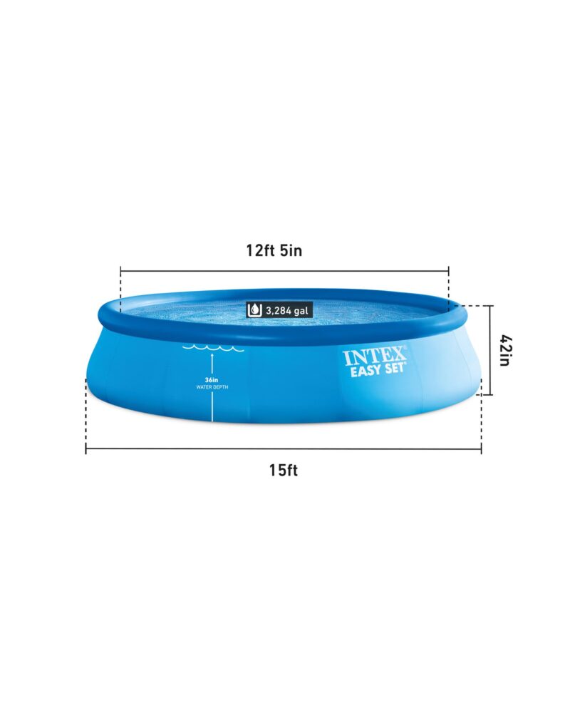 Intex 28167EH Easy Set Inflatable Pool Set – 15ft (4.57m) x 48in (122cm) Round Above Ground Pool with 1,000 GPH Pump, Ladder, Cover & Ground Cloth – 3,736 Gallon (14,141L) Capacity – 3-Ply PVC - Image 21