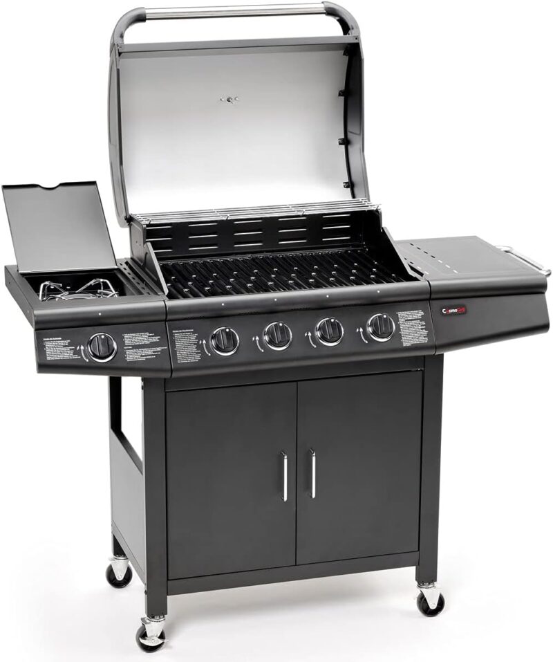 CosmoGrill Pro Deluxe 4+1 Gas Barbecue Grill – 5 Burner Outdoor BBQ with Side Burner, Warming Rack, Thermometer – Large Family Garden Grill (Model 93411) - Image 2