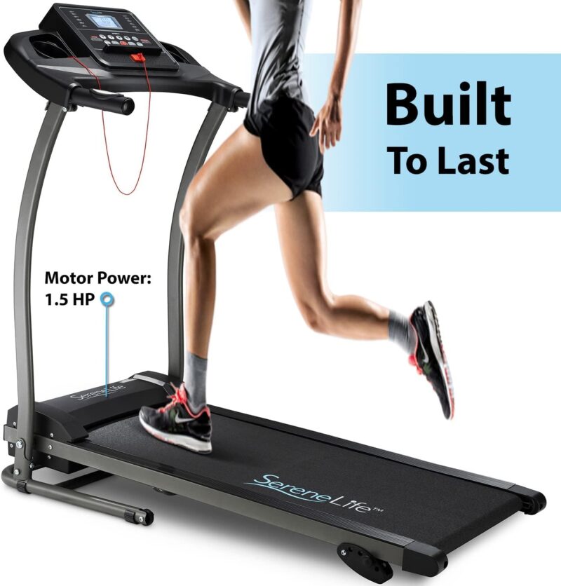SereneLife SLFTRD18 Folding Treadmill – 0.6–6 MPH, 4-Level Manual Incline, Bluetooth App Sync, 39.3″×15.7″ Belt, Compact Digital Trainer - Image 28