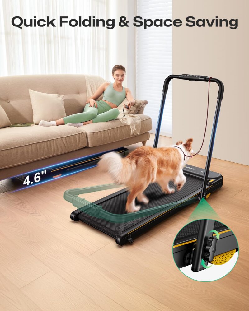 UREVO Smart 2-in-1 Folding Treadmill – 1–10 km/h, 120 kg Capacity, Safety Handle & Dual LED Displays, Remote & App Control, Compact 130×57×12 cm - Image 15