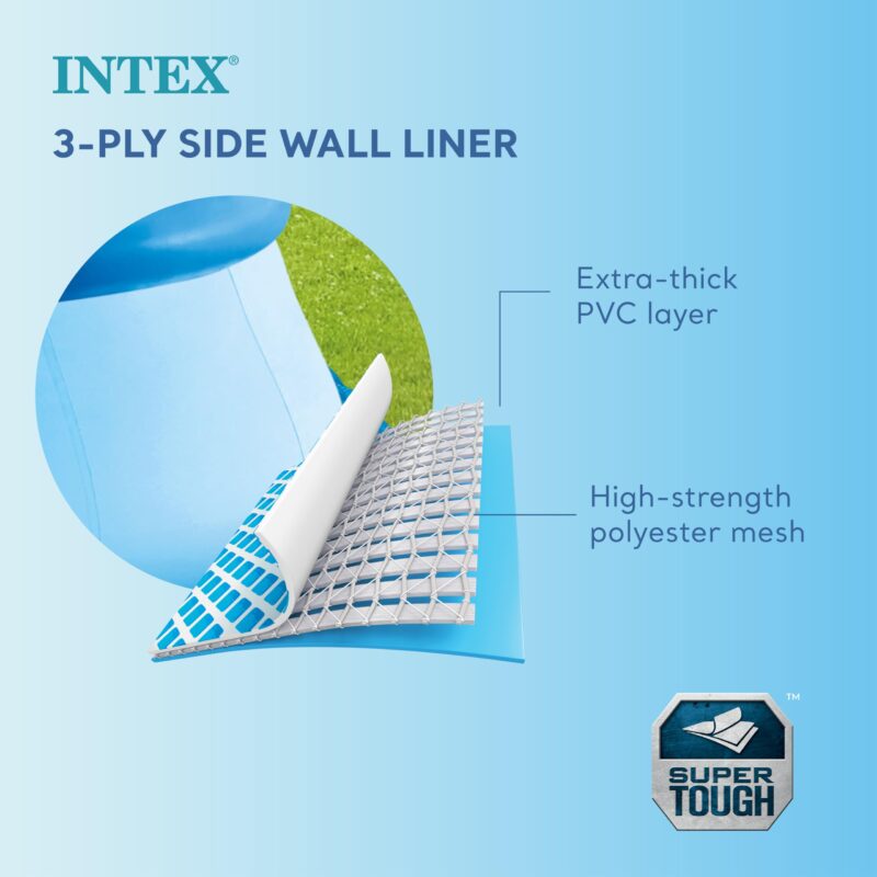 Intex 28167EH Easy Set Inflatable Pool Set – 15ft (4.57m) x 48in (122cm) Round Above Ground Pool with 1,000 GPH Pump, Ladder, Cover & Ground Cloth – 3,736 Gallon (14,141L) Capacity – 3-Ply PVC - Image 13