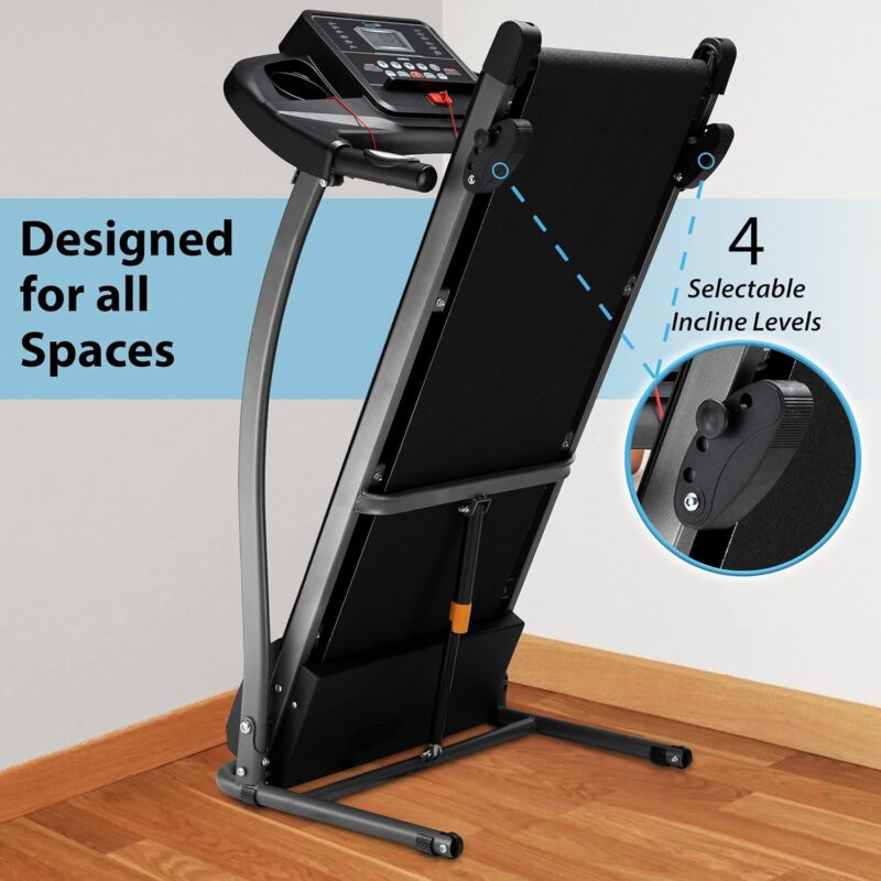 SereneLife SLFTRD18 Folding Treadmill – 0.6–6 MPH, 4-Level Manual Incline, Bluetooth App Sync, 39.3″×15.7″ Belt, Compact Digital Trainer - Image 25