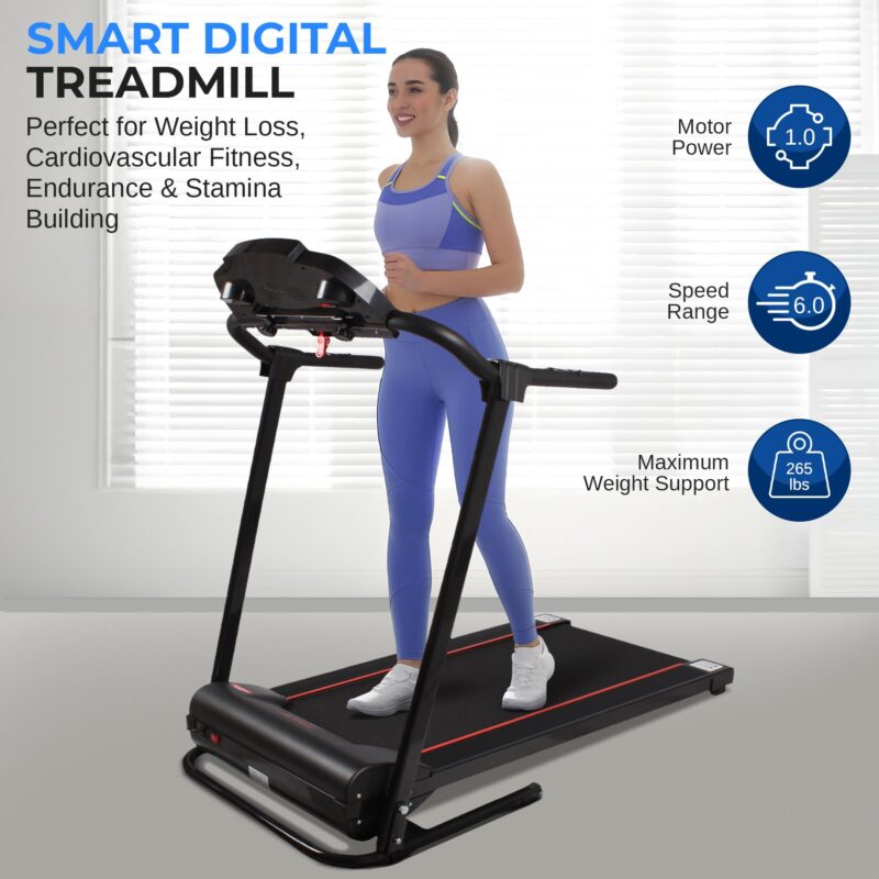 SereneLife SLFTRD18 Folding Treadmill – 0.6–6 MPH, 4-Level Manual Incline, Bluetooth App Sync, 39.3″×15.7″ Belt, Compact Digital Trainer - Image 36
