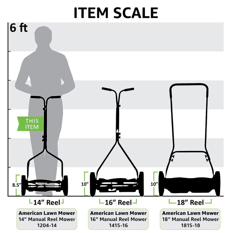 American Lawn Mower Company 14″ (35.6 cm) 4-Blade Manual Reel Mower – 5-Position Height, 20 lb (9.1 kg) - Image 41
