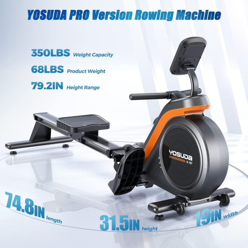 YOSUDA Magnetic & Water Rowing Machine – Foldable Home Rower, 159 kg Capacity, Bluetooth App, Tablet Holder & Comfortable Seat - Image 21