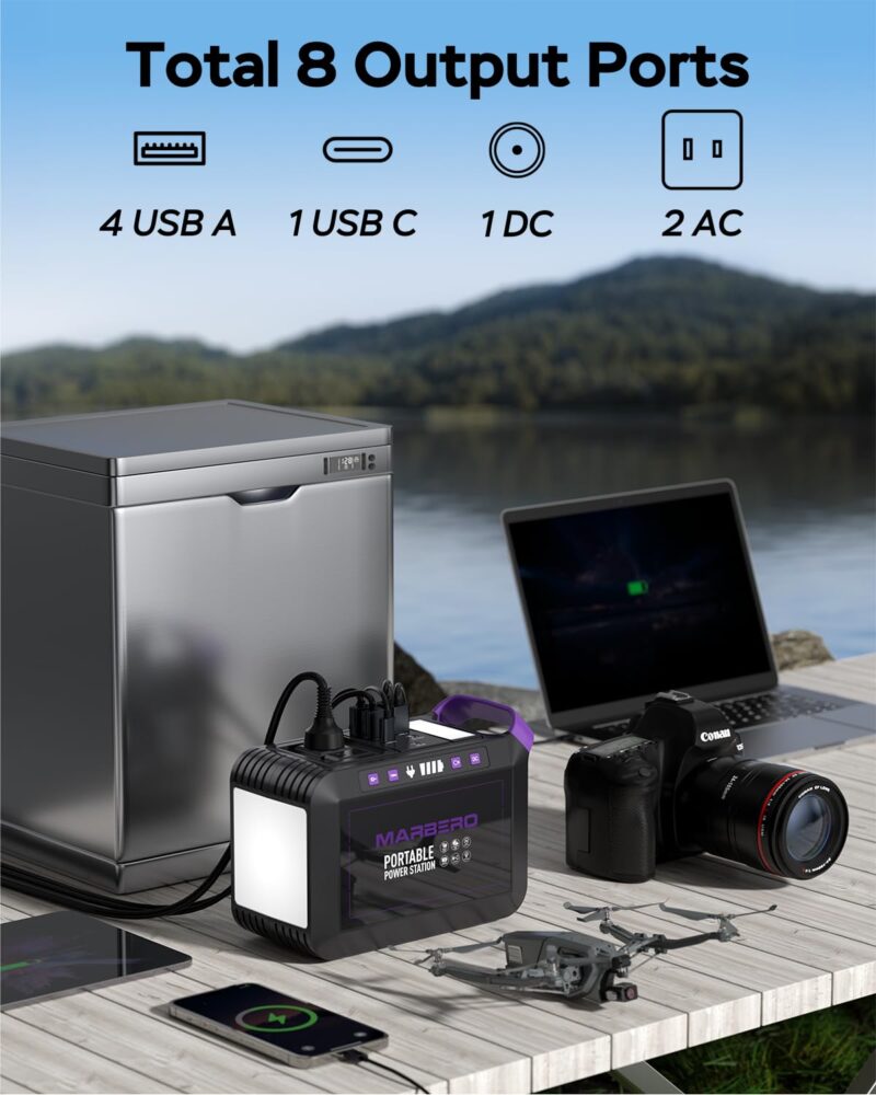 MARBERO M82 Portable Power Station – 88Wh/24000mAh Lithium Battery | 80W AC Output | Solar Rechargeable Backup Power Bank for Camping, Emergency, RV & Outdoor Use - Image 43