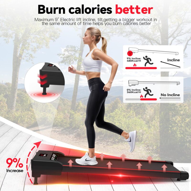 Sperax 3-in-1 Under-Desk Walking Pad – App & Remote-Controlled Vibration Treadmill, 2.5 HP Quiet Motor, 9% Auto-Incline (Red) - Image 26