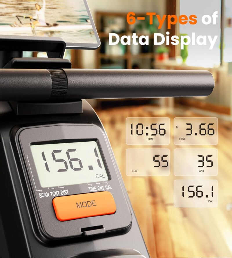 YOSUDA Magnetic & Water Rowing Machine – Foldable Home Rower, 159 kg Capacity, Bluetooth App, Tablet Holder & Comfortable Seat - Image 7