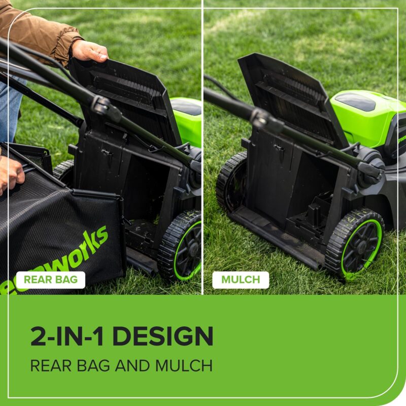 Greenworks 60V Brushless Cordless Push Lawn Mower – 17″ (43 cm) Deck, 4.0 Ah Battery & 3 A Rapid Charger, 40 Min Runtime - Image 23