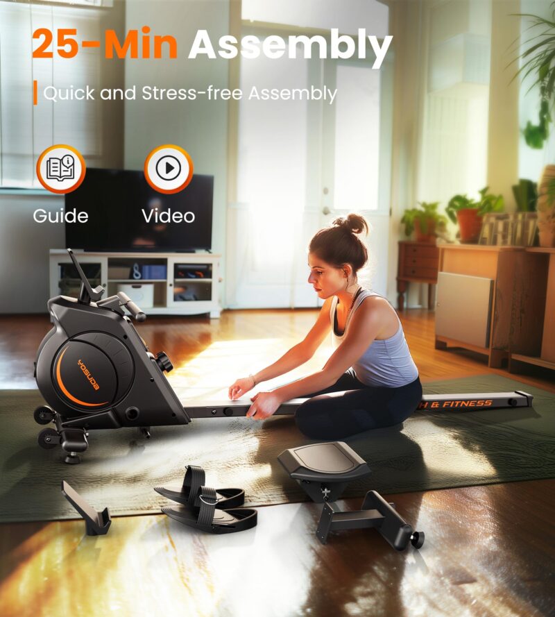 YOSUDA Magnetic & Water Rowing Machine – Foldable Home Rower, 159 kg Capacity, Bluetooth App, Tablet Holder & Comfortable Seat - Image 10
