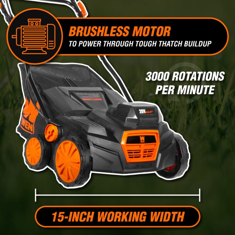 WEN 15″ (38 cm) 13-Amp Corded Dethatcher & Scarifier with 12-Gallon (45 L) Collection Bag – Model DT1315 - Image 18