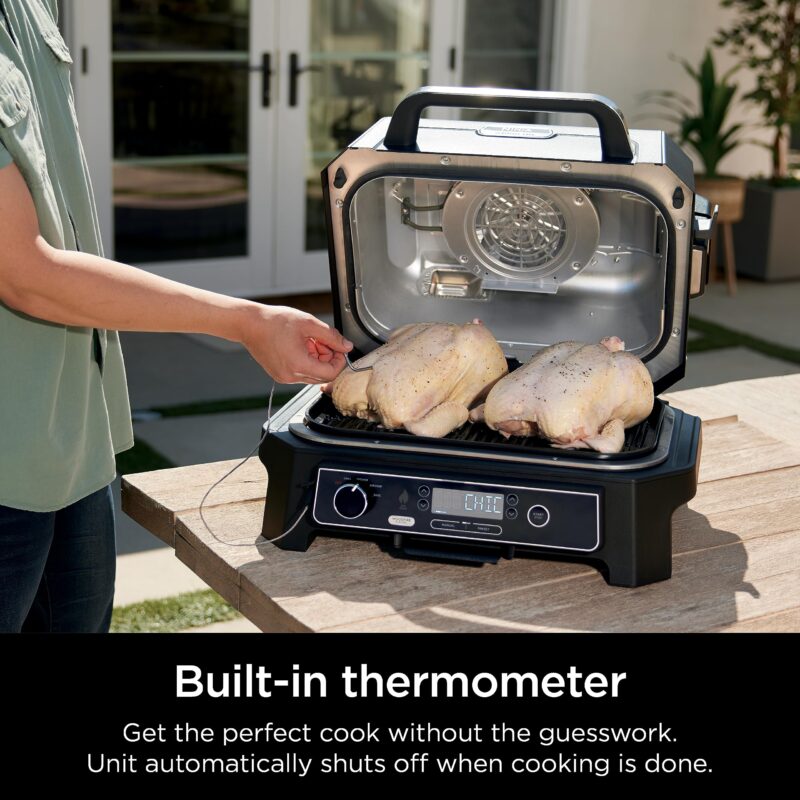 Ninja Woodfire Pro XL OG850 Electric Outdoor Grill and Smoker – 4-in-1 Portable BBQ with Built-In Thermometer, Air Fry, Bake, and Real Woodfire Flavor – Stainless Steel, 22-Inch, Dark Grey - Image 8