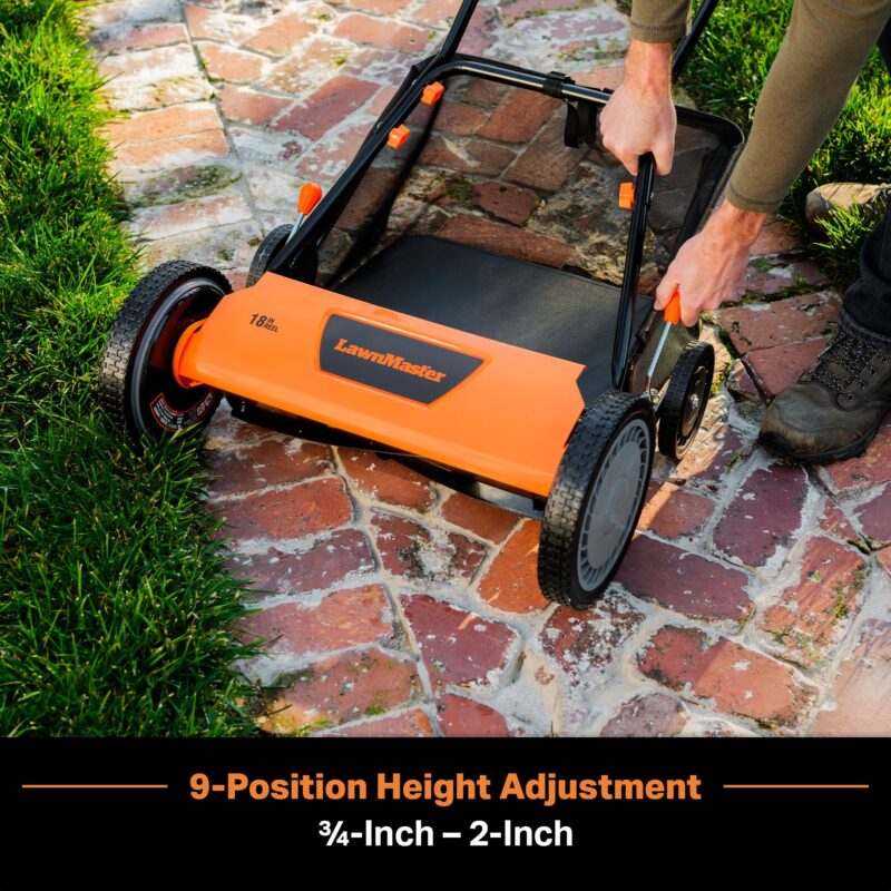 LawnMaster 16″ (40.6 cm) 5-Blade Manual Reel Lawn Mower – 4-Position Height, 22 lb (10 kg) - Image 11