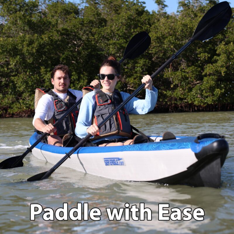Sea Eagle RazorLite 393RL Inflatable Kayak – Ultra-Light Drop-Stitch Touring Kayak (Solo/Tandem) with FlexBrace2 Footrests, Tall Back Seat, Paddle, Pump & Backpack - Image 7