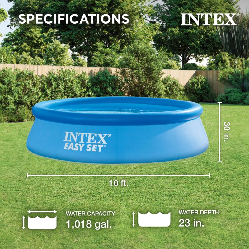 Intex 28167EH Easy Set Inflatable Pool Set – 15ft (4.57m) x 48in (122cm) Round Above Ground Pool with 1,000 GPH Pump, Ladder, Cover & Ground Cloth – 3,736 Gallon (14,141L) Capacity – 3-Ply PVC - Image 10